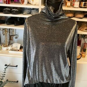 NWT Elegant Black and Silver size XL Turtle Neck with all the bling.